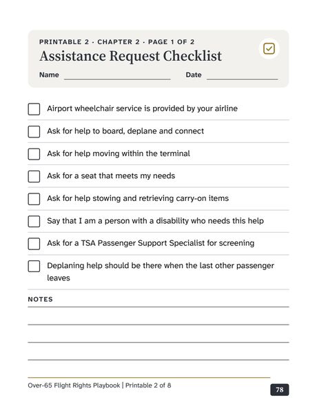 Page 78 of 90: Printable: Assistance Request Checklist